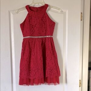 Elegant Red Lace Kids Dress